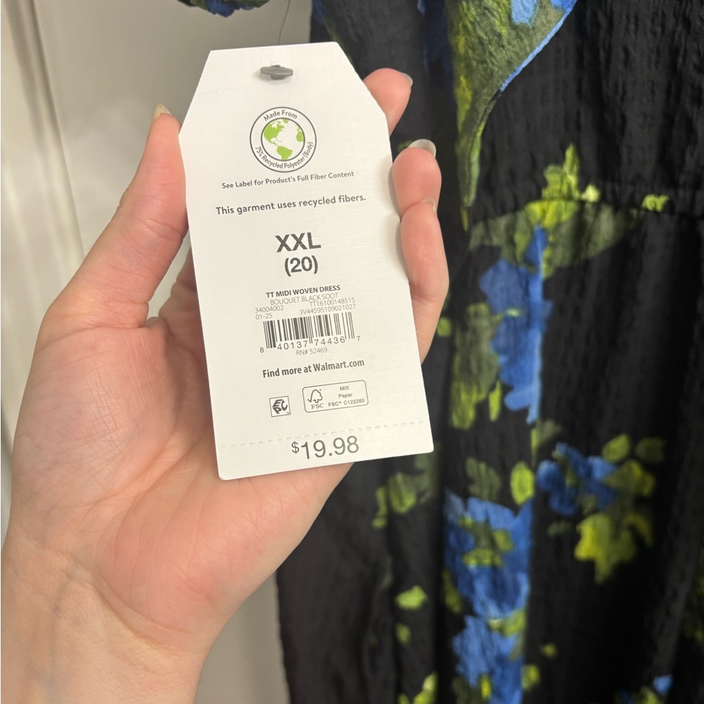 Floral Black and Blue Women's Dress - Picture 5 of 5